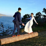 balancing bride and groom at Warner Point